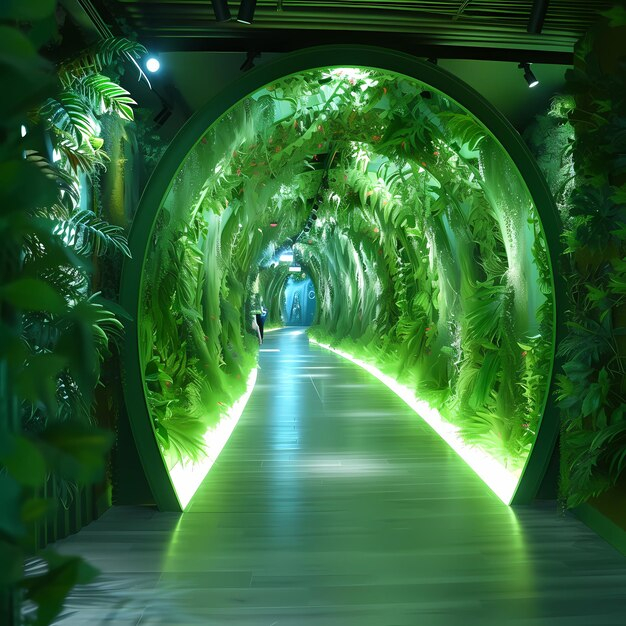 Premium Photo | Futuristic Green Corridor With Lush Plant Walls And ... intended for Turning Dark Corridors into Lush Havens With Thoughtful Shade Garden Design