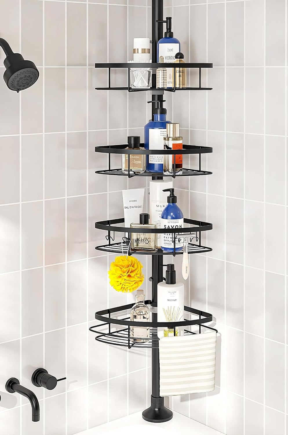 Seirione Corner Shower Caddy Tension Pole, Rustproof Bathroom Shower ... within Balancing Aesthetics and Drainage in Everyday Shower Caddy Design
