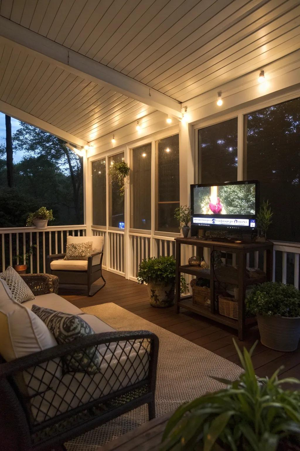 12+ Inspiring Screened In Porch Tv Ideas regarding Layering Textures And Lighting To Make Your Screened Porch Feel Like Home