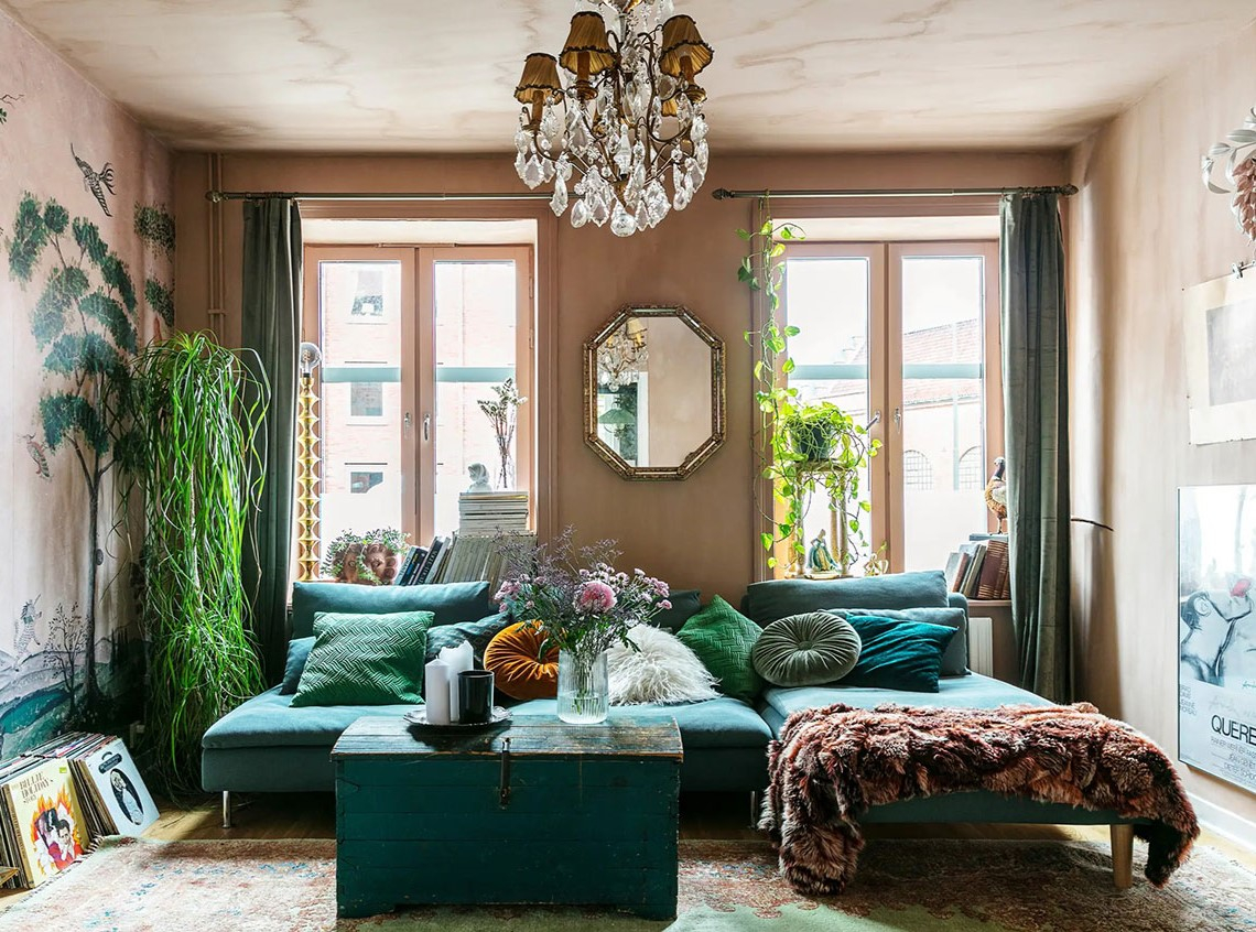Bohemian Vintage Living Room throughout Floor Lamp Design