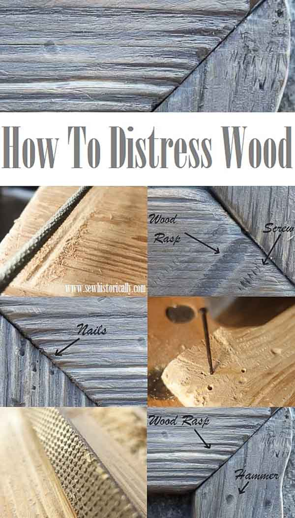 How To Distress Wood - Tutorial - Sew Historically pertaining to Distressed Flooring Design