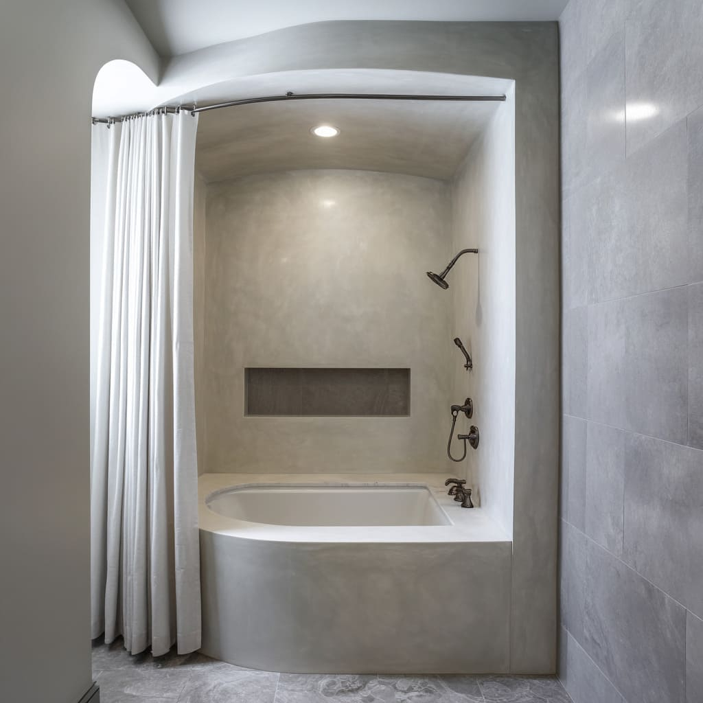Modern Alcove Bathtub Ideas: Tile, Niches &amp;amp; Bathroom Layout in Alcove Tub Design