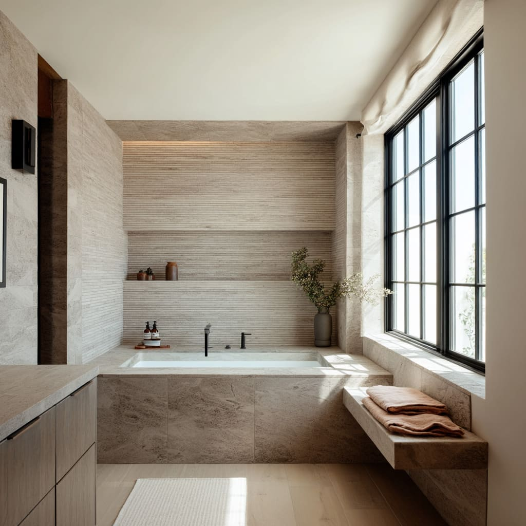 Modern Alcove Bathtub Ideas: Tile, Niches &amp;amp; Bathroom Layout within Smart Tile Layouts and Built In Niches That Completely Change How We Look at Alcove Tubs