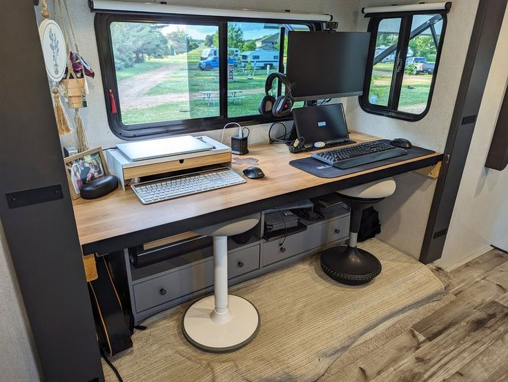 Rv Office Space Remodel For Two Adults — This Creative Rv | Rv Interior ... inside Rv Garage Design