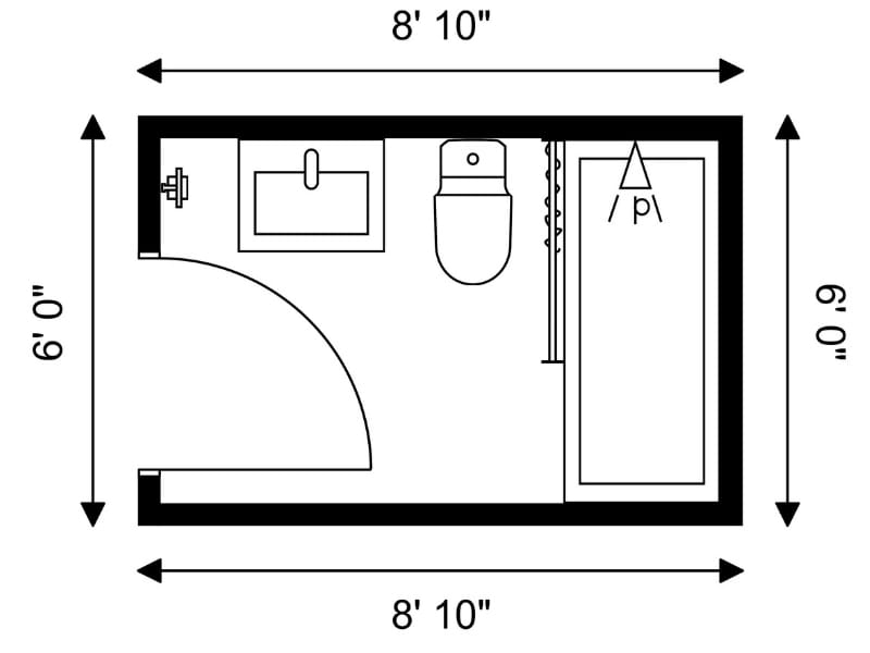 Square Bathroom Floor Plans And Layout Ideas in Shower Rod Design