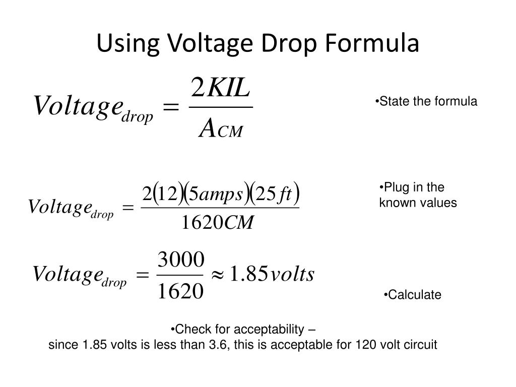 Voltage Drop Circuit Formula for Calculate Low-Voltage Landscape Lighting Wire Size and Transformer Sizing: Voltage Drop Formulas